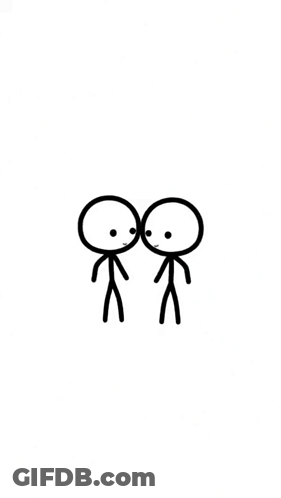 Stick Figures With Hearts Between Heads GIF