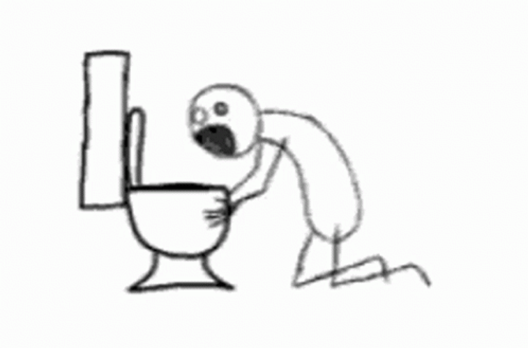 Stick Man Toilet Vomit GIF