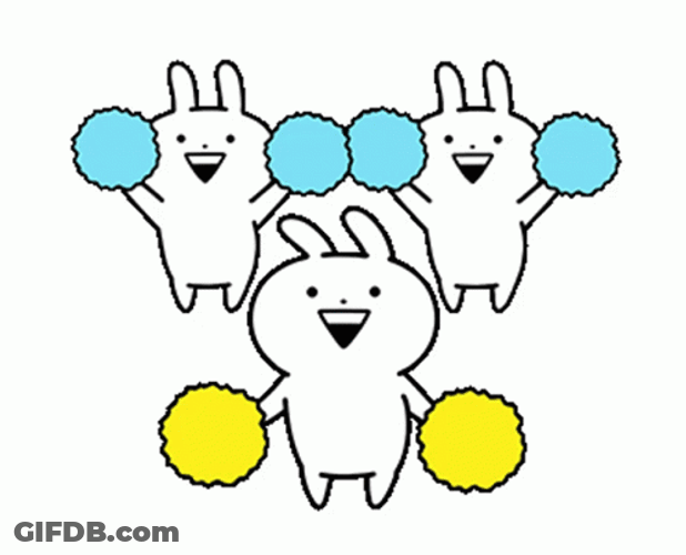Sticker Bunny Cheering Squad Of Three GIF