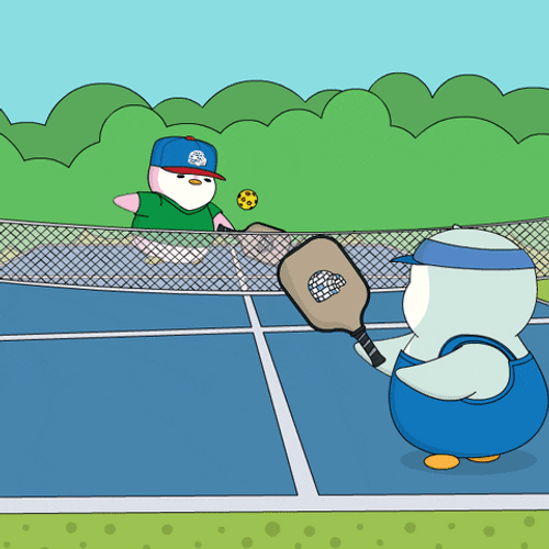Sticker Characters Playing Pickleball Meme GIF