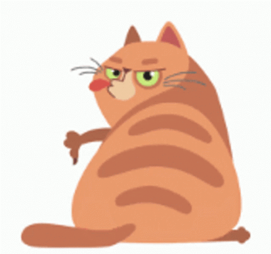 Sticking Tongue Out Chubby Cat Thumbs Down GIF