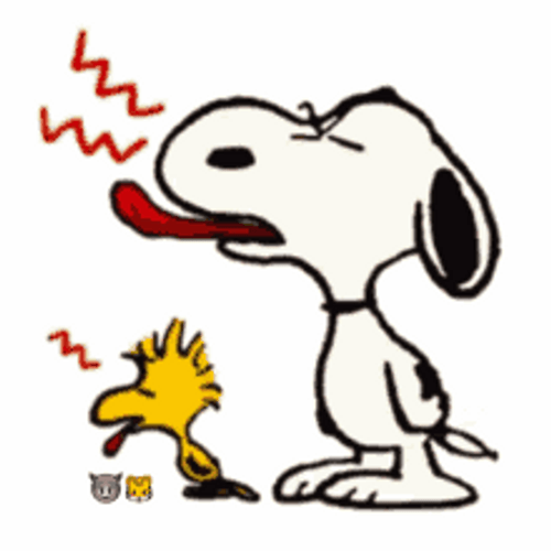 Sticking Tongue Out Snoopy Woodstock GIF