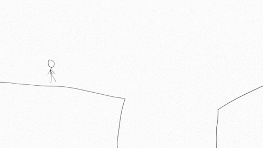 Stickman Fight Jumping Cliff Takedown GIF