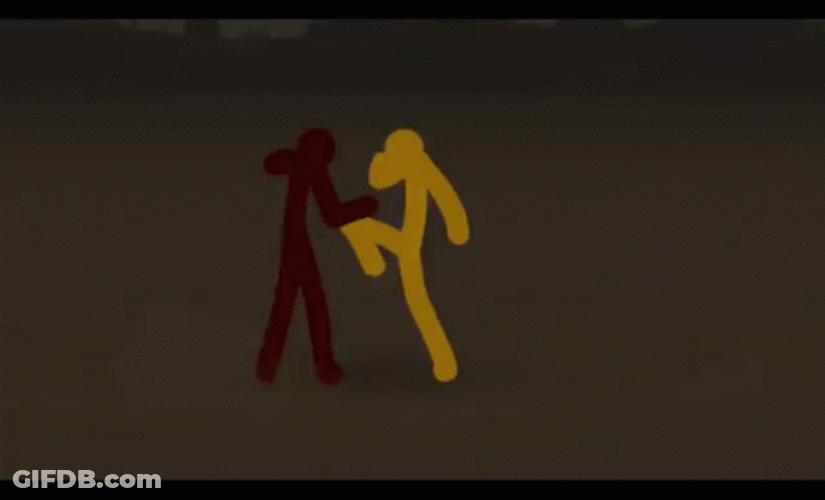 Stickman Fight Red Vs Yellow Close Quarter GIF