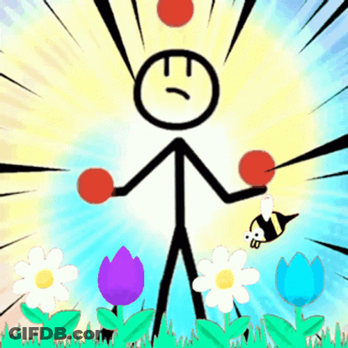 Stickman Juggling Red Balls Animation GIF