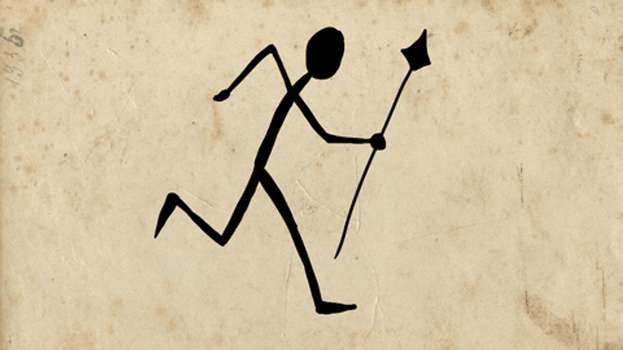 Stickman Running While Holding A Spear GIF