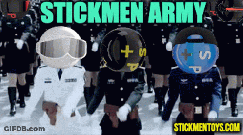 Stickmen Army Soldiers Marching In Parade GIF