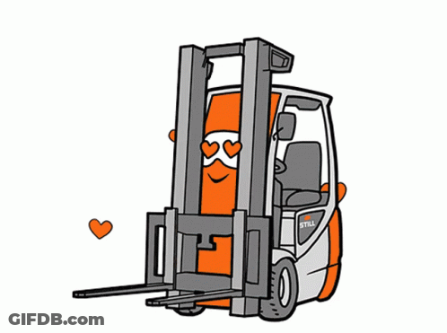 Still Forklift Surrounded By Hearts GIF