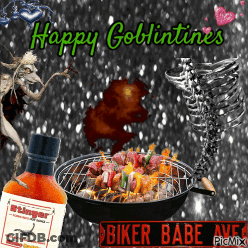 Stinger Hot Sauce Bottle Next To Grill With Food GIF