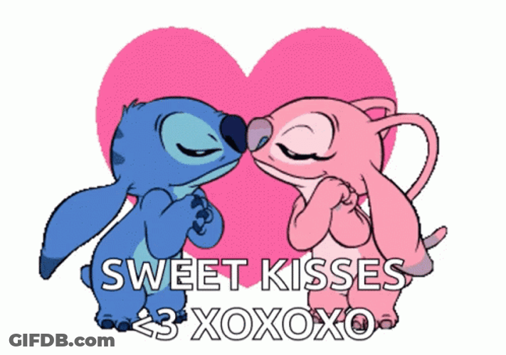 Stitch  Angel Sweet Kisses Pink Heaty XOXO GIF