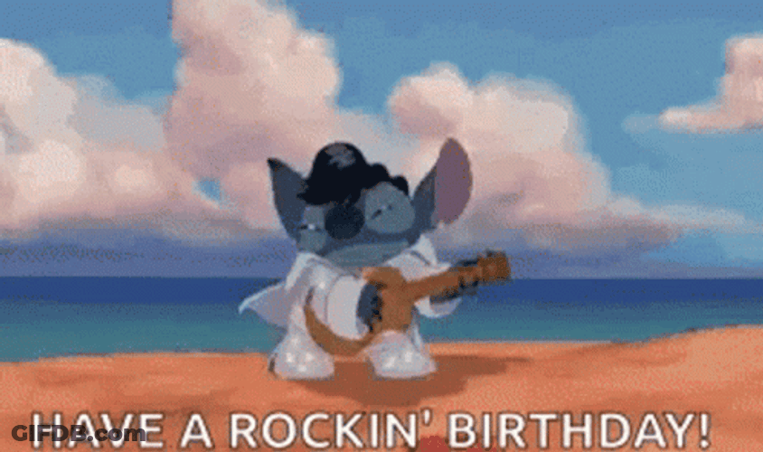 Stitch Beach Birthday Dance GIF