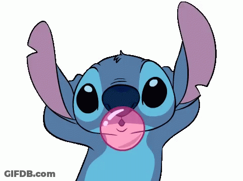 Stitch Blowing Pink Bubble GIF