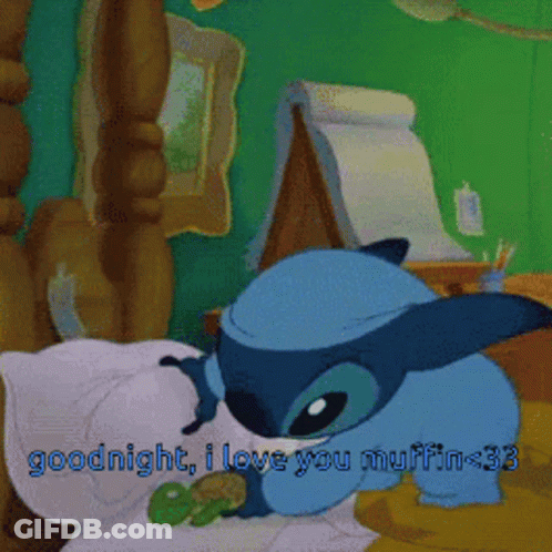 Stitch Cartoon Says Goodnight I Love You Muffin 33 GIF