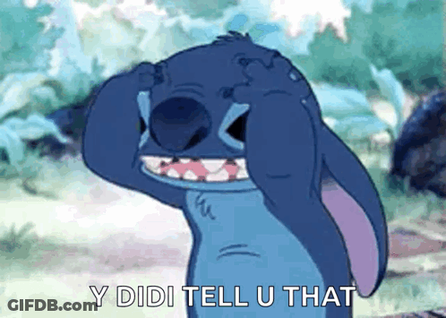 Stitch Covering Eyes Saying Y Didi Tell U That GIF