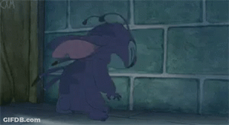 Stitch Crying Banging Head Against Wall GIF