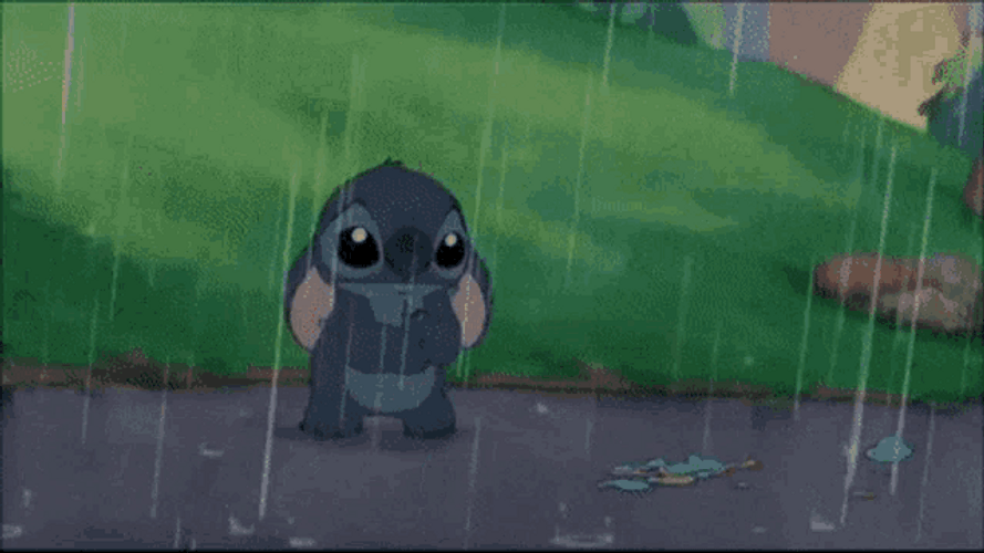 Stitch Crying In Rain GIF