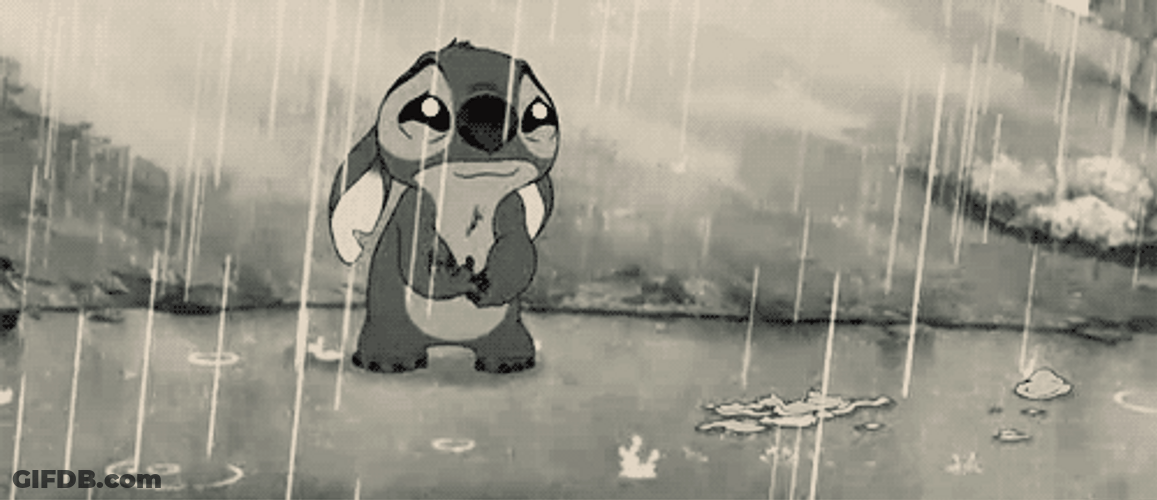 Stitch Crying In Rain Visible Sadness GIF