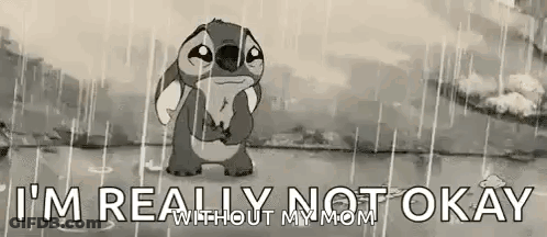Stitch Crying In The Rain Black And White GIF