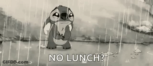 Stitch From Disney 'S Lilo And Stitch Is Standing In The Rain Holding A Sandwich . GIF