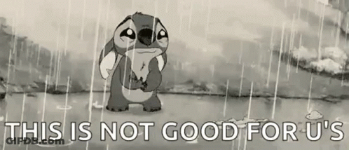 Stitch From Disney 'S Lilo And Stitch Is Standing In The Rain . GIF