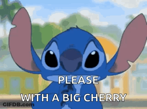 Stitch From Lilo And Stitch Is Asking For A Cherry GIF