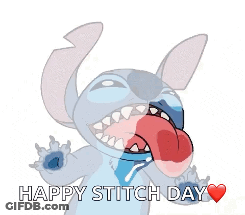 Stitch From Lilo And Stitch Is Laughing With His Tongue Hanging Out . GIF