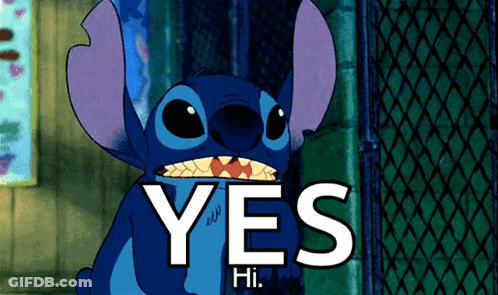 Stitch From Lilo And Stitch Says " Yes Hi " GIF