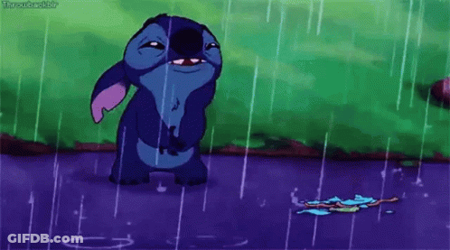 Stitch From Lilo And Stitch Standing In Rain GIF