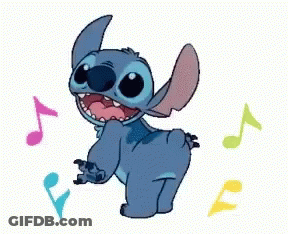 Stitch Hands On Hips With Music Notes GIF