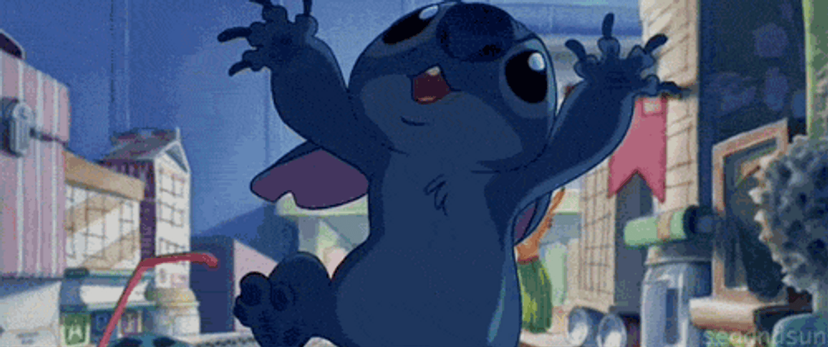 Stitch Hi Walking In The City GIF