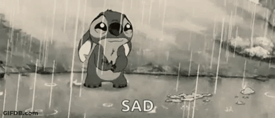 Stitch Hiding Sadness In Rain GIF