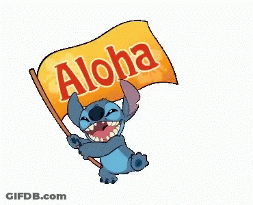 Stitch Holding Aloha Flag GIF