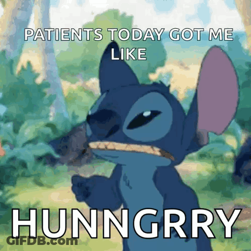 Stitch Holding Food Says Hungry GIF