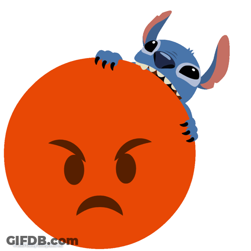 Stitch Holding Large Orange Angry Ball GIF