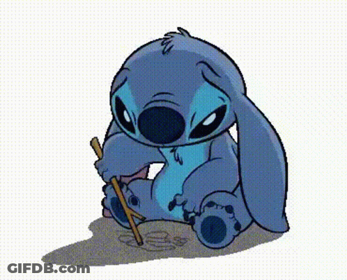 Stitch Holding Pencil GIF