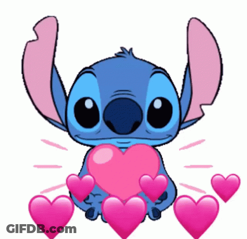 Stitch Holding Pink Heart GIF