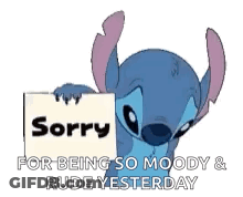 Stitch Holding Sorry Sign GIF