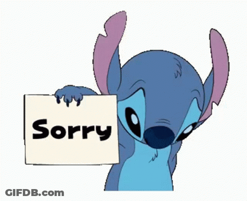 Stitch Holding Sorry Sign GIF
