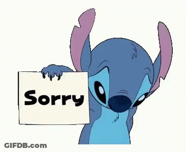 Stitch Holding Sorry Sign GIF