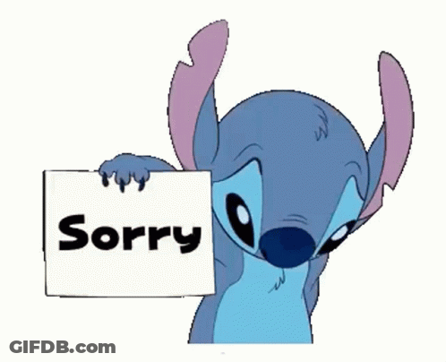Stitch Holding Sorry Sign GIF