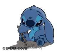 Stitch Holding Stick Hello GIF