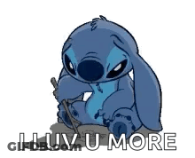 Stitch Holding Stick I Love You More GIF