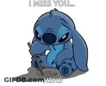 Stitch Holding Stick I Miss You ... Hshs GIF