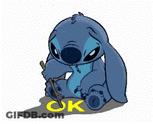Stitch Holding Stick With Ok GIF