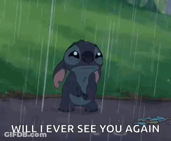 Stitch In Rain Will I Ever See You Again GIF