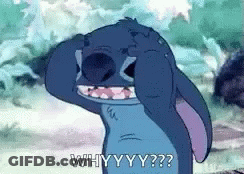 Stitch Is Crying And Covering His Eyes With His Hands . GIF