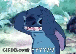 Stitch Is Crying And Covering His Eyes With His Hands . GIF