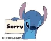 Stitch Is Holding A Sign That Says `` Sorry '' . GIF