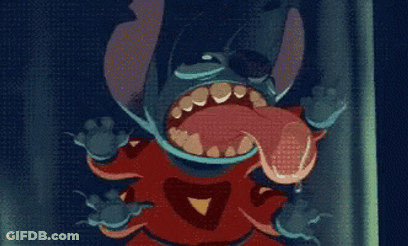 Stitch Licking Glass GIF