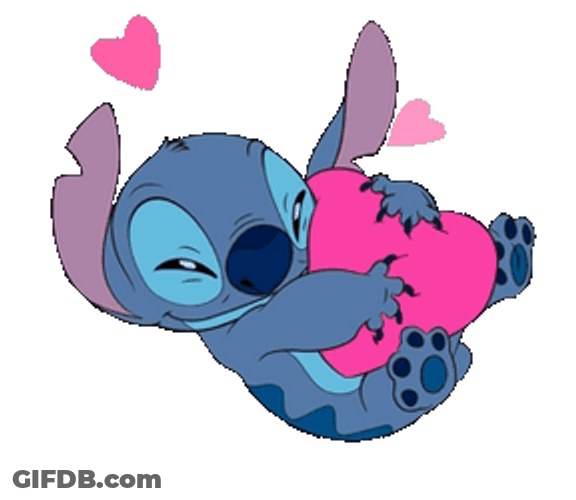 Stitch Love Hugging Fluffy Hearts GIF
